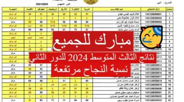 رسمياً رابط نتائج الثالث المتوسط 2024 للدور الثاني pdf نسبة النجاح مرتفعة