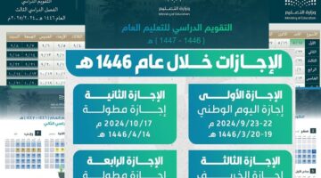 رسميا. . وزارة التعليم السعودية تحدد جدول اجازات المدارس 1446 وفقا للتقويم الدراسي الجديد