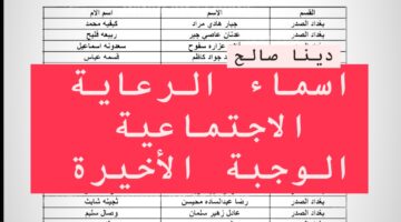عـبـر مظلتي.. أسماء الرعاية الاجتماعية الوجبة الأخيرة pdf كل المحافـظات من وزارة العمل والشؤون الاجتماعية