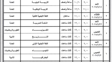 "وزارة التعليم" تعلن عن جدول امتحانات الثانوية العامة 2025 لشعبة الأدبي والعلمي بالصور