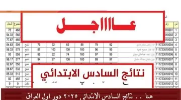 الآن .. نتائج السادس الابتدائي 2025 دور اول العراق في جميع المحافظات PDF