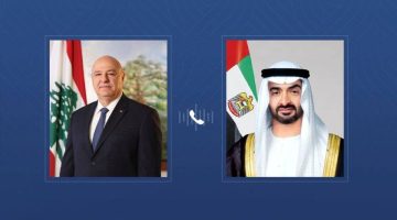 محمد بن زايد والرئيس اللبناني يناقشان تعزيز التعاون الهاتفي