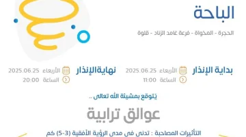 الإنذار الأصفر: تحذيرات في الحجرة والمخواة وفرغة غامد الزناد وقلوة