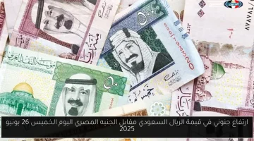 الريال السعودي يسجل ارتفاعًا قياسيًا مقابل الجنيه المصري اليوم الخميس 26 يونيو 2025